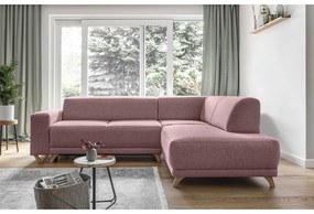 Розов разтегателен/с място за съхранение ъглов диван (десен ъгъл/L форма) Classy Sophie – Miuform