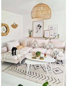 Кремав ръчно изработен памучен килим подходящ за пране 170x120 cm Bereber Rhombs – Lorena Canals