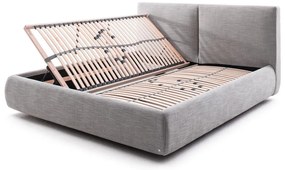 Сиво двойно легло 180x200 cm тапицирано с място за съхранение с включена подматрачна рамка Atesio – Meise Möbel