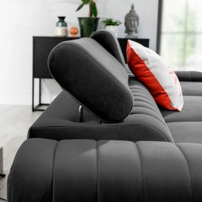 Тъмносив кадифен разтегателен ъглов диван с място за съхранение (десен ъгъл) Grayson – ELTAP