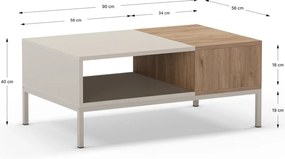 Кремава масичка за кафе 56x90 cm Cailin – Marckeric