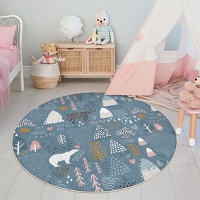 Син детски килим подходящ за пране ø150 cm Forest Land – Mila Home