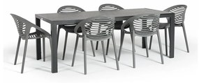 Градински комплект за хранене за 6 души със сив стол Joanna и маса Viking, 90 x 205 cm Viking &amp; Joanna - Bonami Selection