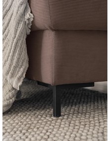 Кафяв разтегателен ъглов диван от рипсено кадифе (десен ъгъл) Lofty Lilly – Miuform