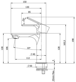 Стояща батерия за мивка в лъскаво-сребрист цвят Pax – Sapho