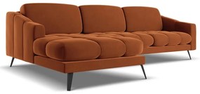 Оранжев кадифен ъглов диван (ляв ъгъл) Nalu – Makamii