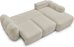 Бежов сгъваем/с място за съхранение ъглов диван от прежда с примки от букле (десен ъгъл) Montaigne – Bobochic Paris