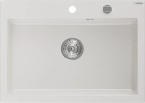 Mexen Elix кухненска мивка от гранит с 1 камера 700 x 500 mm, бяла, сифон хром - 6526701005-20