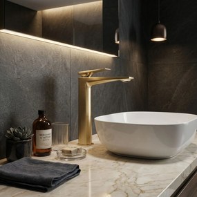 Смесител за мивка Rea Prime Brush Gold High