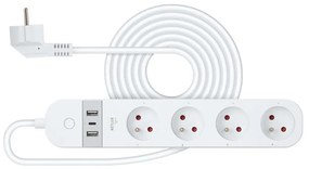 Retlux - Интелигентен разширение кабел с превключвател 4Z + 2xUSB-A+1xUSB-C 1,5m Wi-Fi Tuya бял