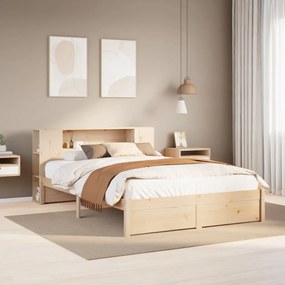 3322359 vidaXL Легло с етажерка за книги, без матрак, 140x200 см, бор масив