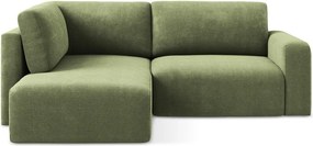 Зелен шенилов сгъваем/с място за съхранение ъглов диван (ляв ъгъл/L форма) Kona – Makamii