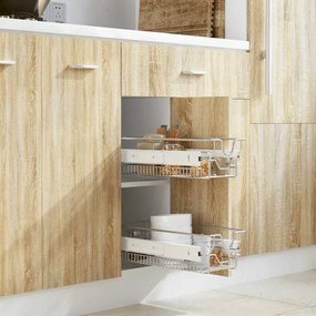50478 vidaXL Плъзгащи се телени кошници, 2 бр, сребристи, 300 мм