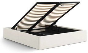 Кремаво двойно легло 180x200 cm тапицирано с място за съхранение/без табла с включена подматрачна рамка Susan – Micadoni