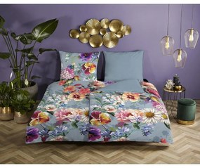 Сив чаршаф от органичен памук за единично легло Sunflower, 140 x 220 cm Organic - Descanso