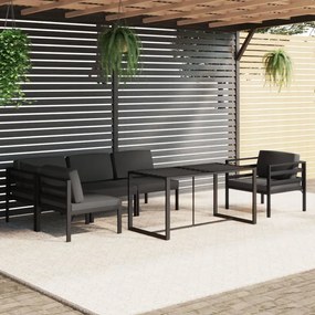3115925 vidaXL Градински комплект от 6 части с възглавници, алуминий, антрацит