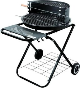 Барбекю на дървени въглища Master Grill & Party MG925, 54.5 см, Емайлиран корпус, Регулируема решетка, Сгъваемо, Колела, Черен