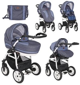 Детска комбинирана количка 3в1 KARA /въздушни гуми/ Lorelli - Light&Dark Blue