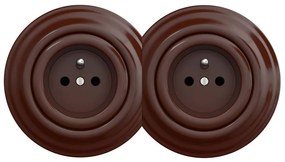 Kliklap - Двойна ретро контактна розетка с рамка 230V кафява