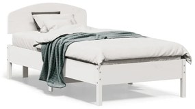 3207238 vidaXL Рамка за легло без матрак, бял, 90x190 см, борово дърво масив