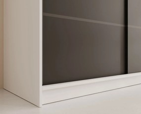 Гардероб Velvora 250 с плъзгащи врати-Бял-Черен