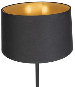 Интелигентна подова лампа черна с черен абажур 45 см с WiFi A60 - Simplo