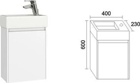 Долен шкаф с мивка "Лара" 40 cm десен бял