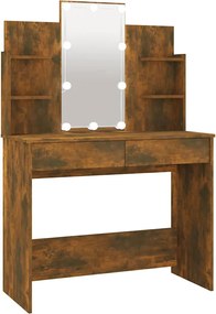 820487 vidaXL Тоалетка с LED, опушен дъб, 96x40x142 см