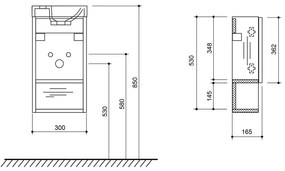 Бял стенен шкаф без мивка 30x53 cm Latus Xi – Sapho