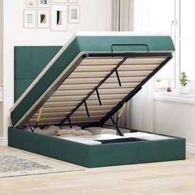 3313394 vidaXL Османска легло с матраци, тъмнозелено, 120x200 см, кадифе
