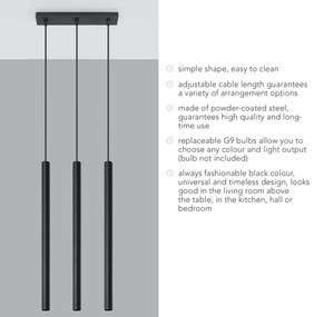 Черна висяща лампа, дължина 30 cm Fideus - Sollux