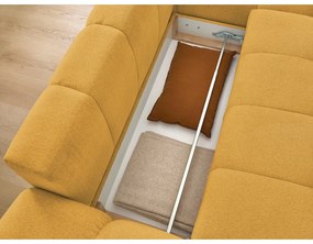 Шенилов сгъваем/с място за съхранение ъглов диван в цвят горчица (десен ъгъл) Everest – Bobochic Paris