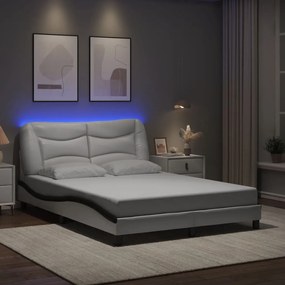 3213940 vidaXL Рамка за легло с LED без матрак Hvar бяло-черна 140x200 cм