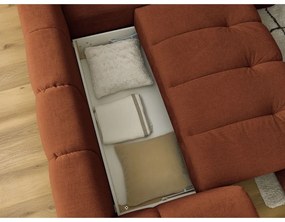 Сгъваем/с място за съхранение ъглов диван в тухлен цвят (десен ъгъл/L форма) Fuji – Bobochic Paris