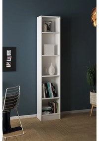 Бял шкаф за книги 41x203 cm Basic - Tvilum
