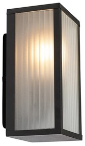 Външна стенна лампа черна с релефно стъкло IP44 - Charlois