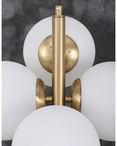 Висяща лампа със стъклен абажур в златисто и бяло ø 15 cm Forte - Squid Lighting