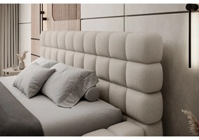 Бежово двойно легло 160x200 cm тапицирано с място за съхранение с включена подматрачна рамка Dizzle – ELTAP
