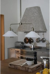 Бяло/в месингов цвят метално висящо осветително тяло със стъклен абажур Vela – Markslöjd