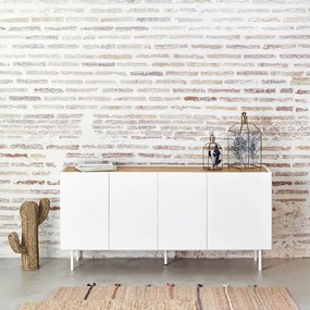 Бял/естествен нисък скрин от декор от дъб 165x78 cm Arista – Teulat