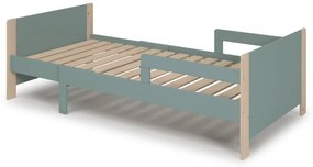 Детско легло в зелено-натурално с възможност за удължаване 90x140/190 cm Willi - Marckeric