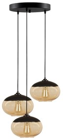 Висящо осветително тяло в цвят жълта охра и черно със стъклен абажур ø 50 cm Camini – Opviq lights