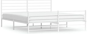 352391 vidaXL Метална рамка за легло с горна и долна табла, бяла, 183x213 см