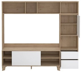 TV комплект от дъбов декор в бял и естествен цвят 209x183x48 cm Next – Tvilum