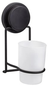 Поставка за четка за зъби с чаша Metalife MGS-711, 7х12х17.5 см, Черен