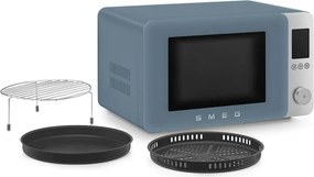 Комбинирана микровълнова фурна с горещ въздух SMEG Collezione MOC02SBMEU, 900W, 27 л, 25 програми, Плавно затваряне, Индивидуални настройки, Син