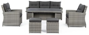 Сив градински комплект от за отдих от изкуствен ратан за 6 Ariel – Bizzotto