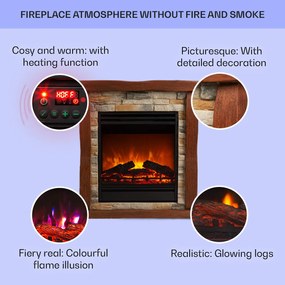 Klarstein Lienz, електрическа камина, 1800 W, външен вид камък, Polystone, дистанционно управление,