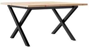 3282682 vidaXL Кафе маса X-образна рамка 60x60x40 см бор масив и стомана