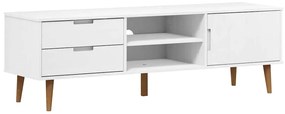 350535 vidaXL ТВ шкаф MOLDE, бял, 158x40x49 см, борово дърво масив